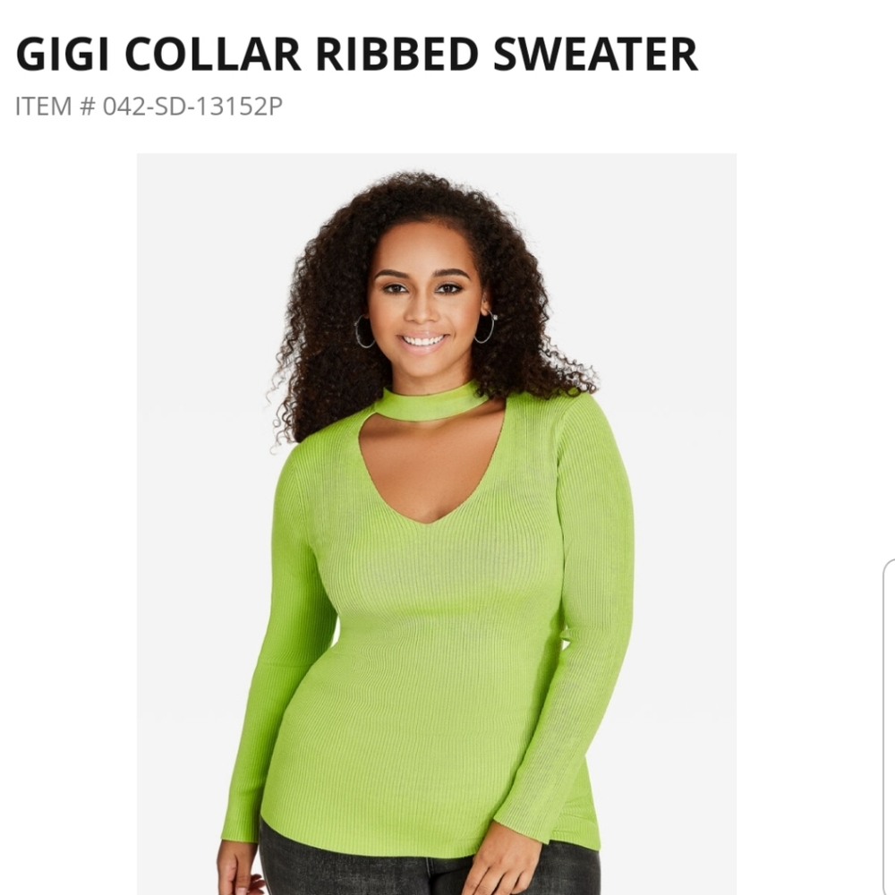 Ashley Stewart GiGi Collar Ribbed Sweater